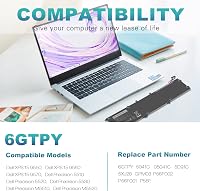 ASUNCELL 11.4V/97Wh Laptop Akkumulátor Dell XPS 15 9550 9560 9570 és Precision 5510 5520 5530 Modellekhez - 6GTPY Kompatibilis Csereakku 3