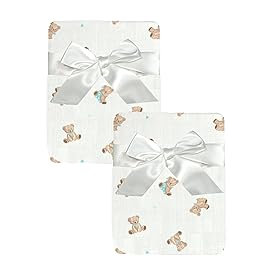 American Baby Company 2-Pack 100% Cotton Muslin Swaddle Blanket, Soft, Breathable & Lightweight, Teddy Bear, 47 x 47 Perfect for Swaddling, Travel and Gifting