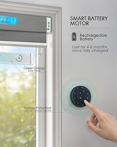 Miniatura 4 de Yoolax Persiana celular motorizada inteligente funciona con Alexa, persianas eléctricas opacas de panal de abeja, persianas eléctricas inalámbricas