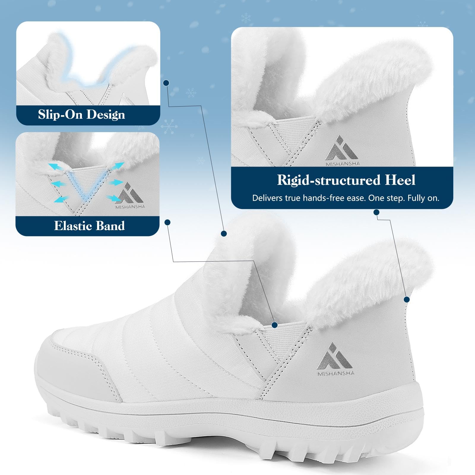 Mishansha Scarpe Invernali da Donna Foderate Antiscivolo Stivali da Neve, Taglie 36-42