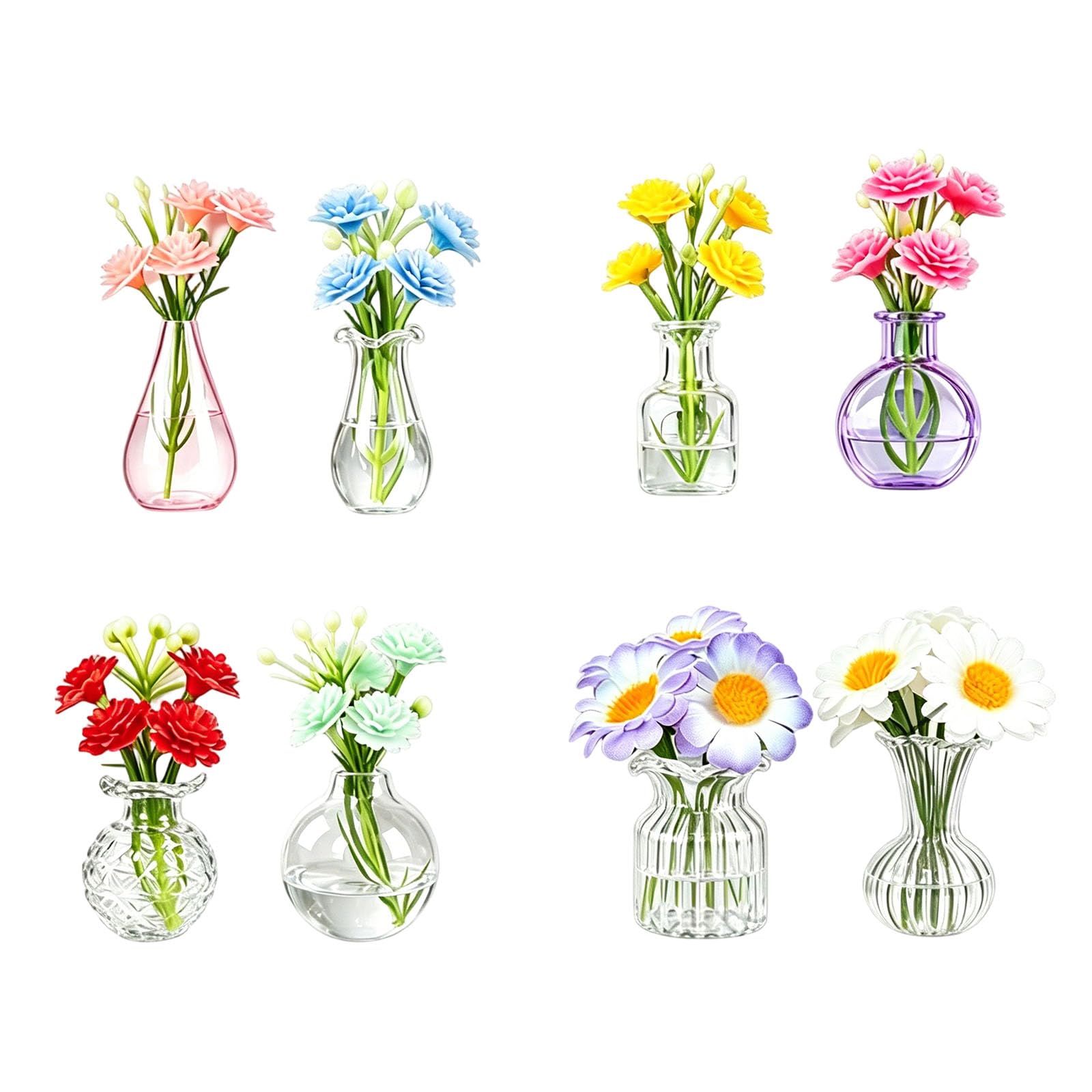 8PCS Clear Glass Fridge Magnets in Delicate Vase Form Featuring Detachable Base Kitchen Fridge Accessories