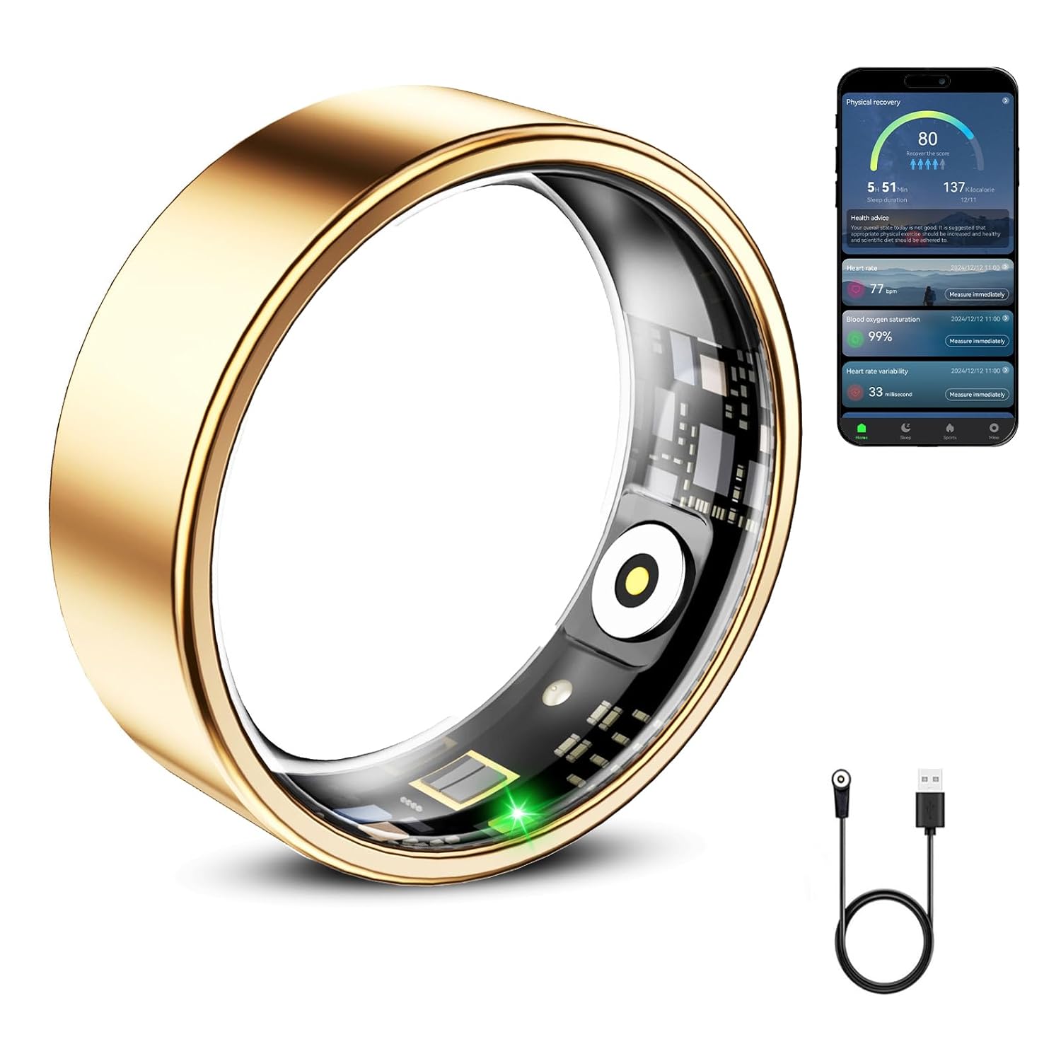 Mirlray Smart Ring for Women Men Smart Ring Health Tracker Blood Oxygen Heart Rate Monitor Sleep Ring Waterproof