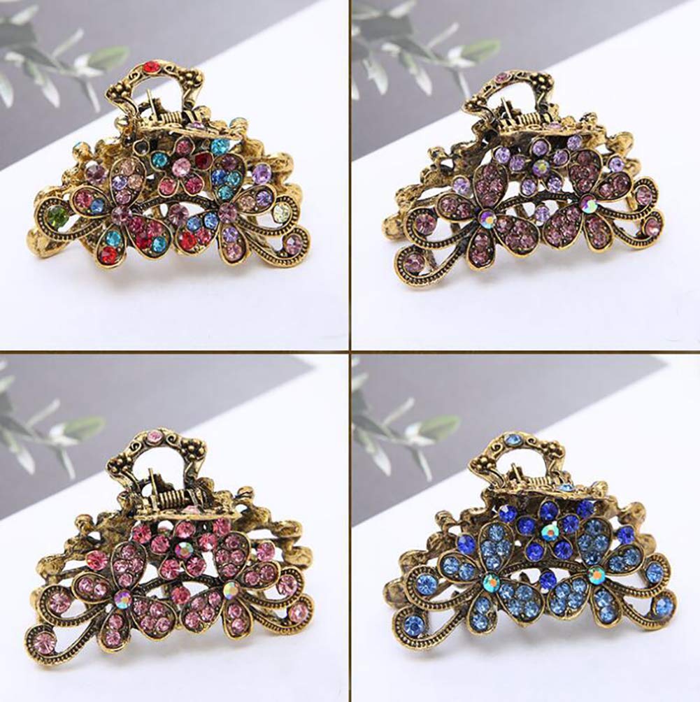 Mini Crystal Hair Claws Alloy Steel Rhinestone Vintage Flower Clips for Women Amazon.com : LALAFINA Vintage Crystal Hair Claw Clips 2Pcs  main image 2