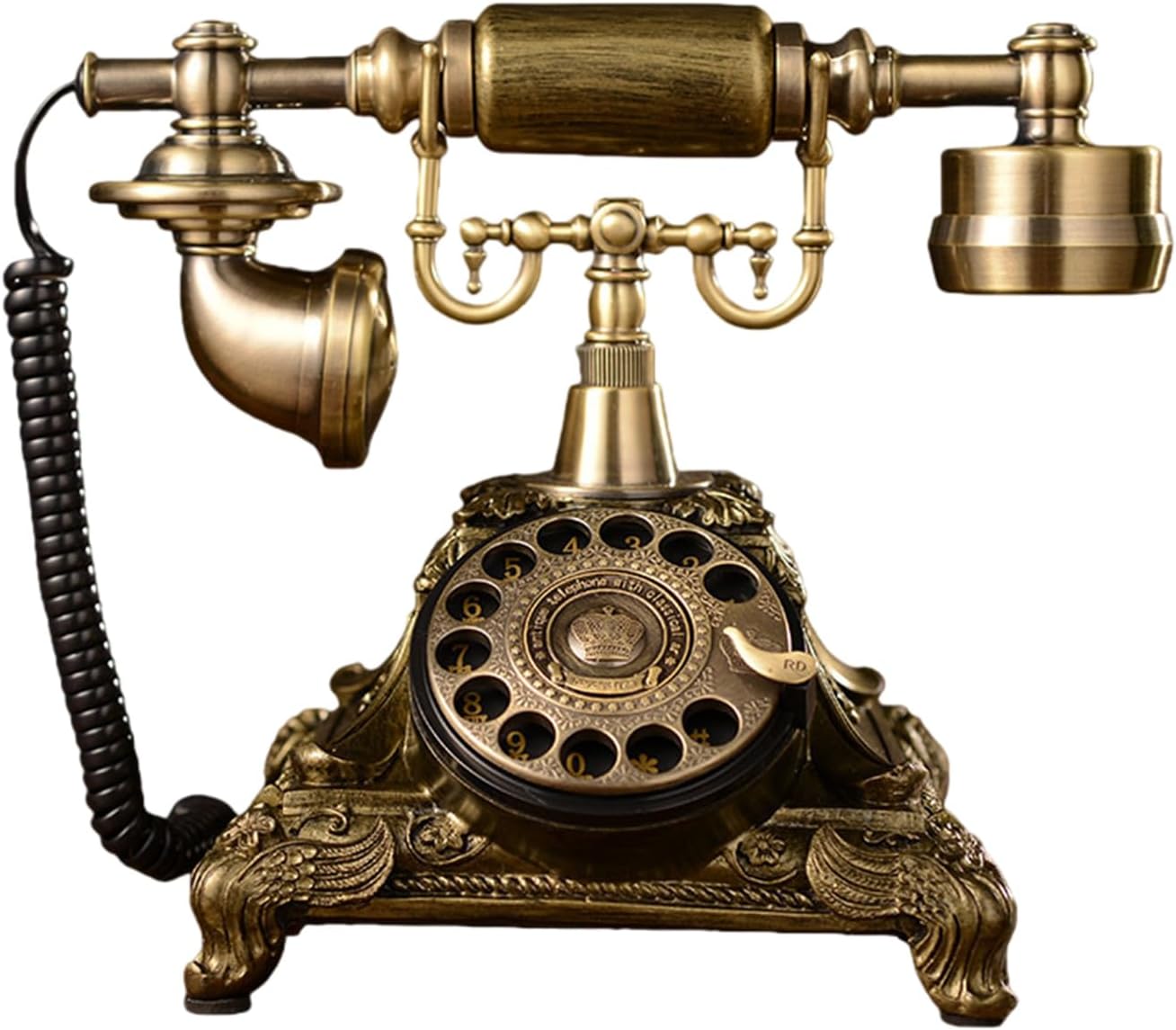 Rotary Dials Telephone Model Resins Antique Landline Telephone Replicas Ornament for Home Desk Shelf Decors Collectible