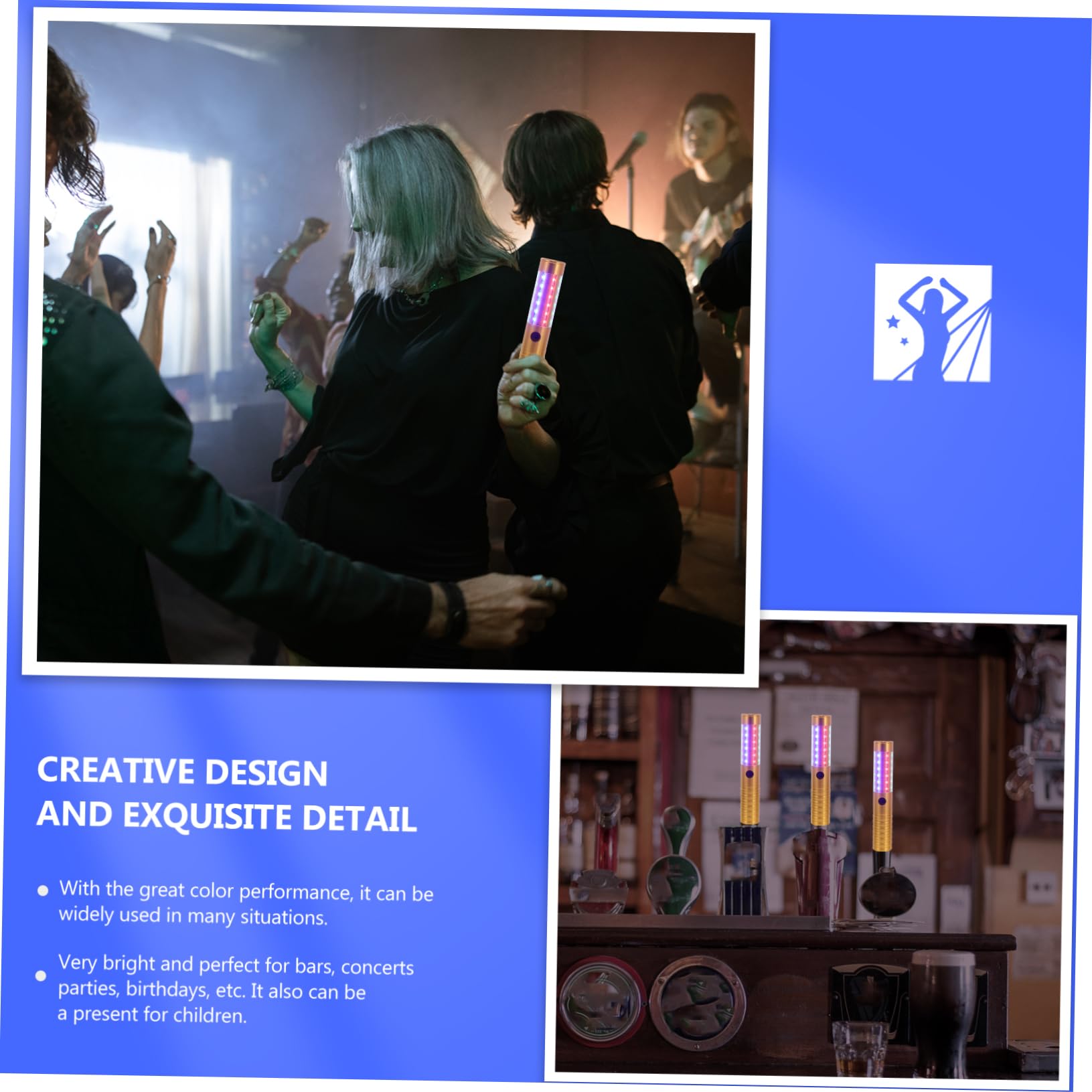 Holibanna 1 Set LED Fluorescent Glow Stick Portable Glowing Wand for Concerts Festivals Bars Durable Lightweight Practical Night Event Accessory