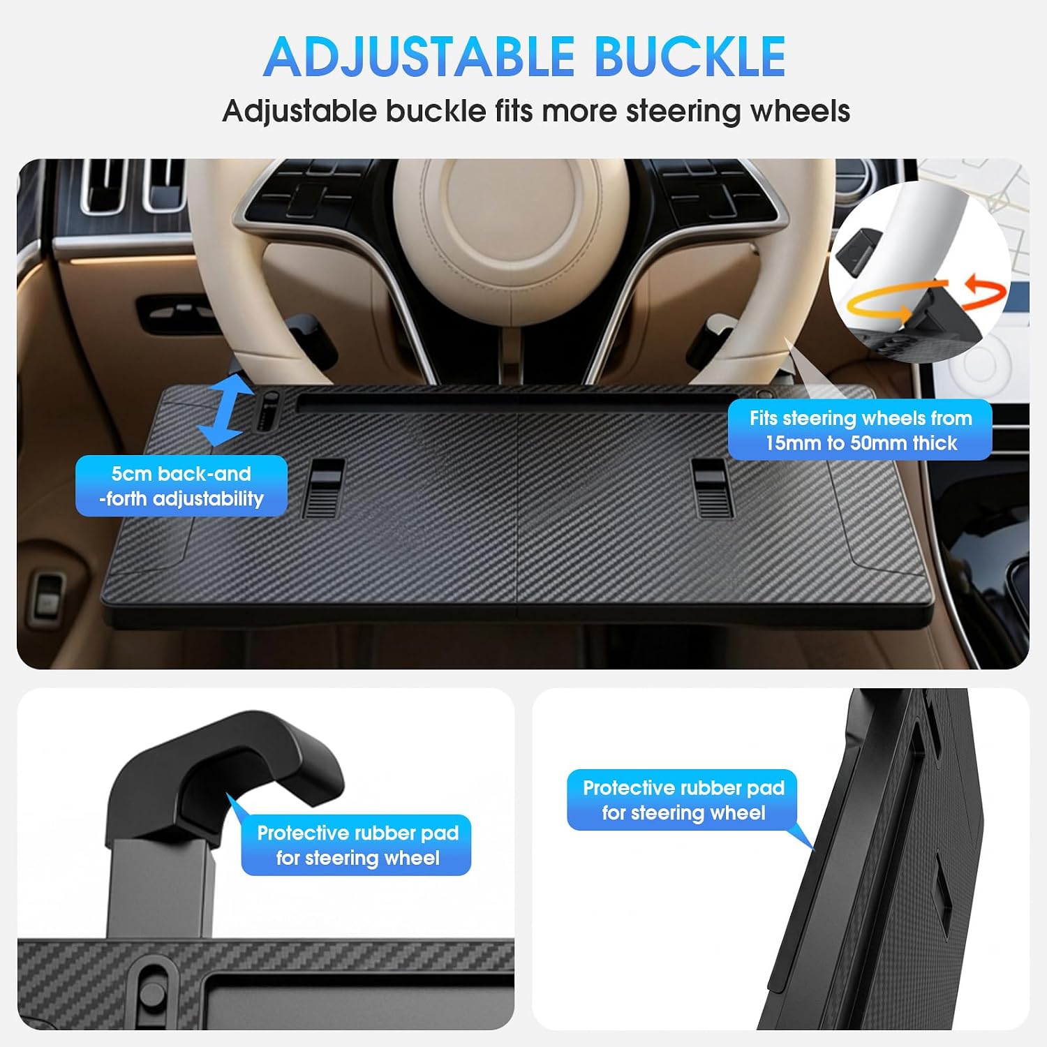 2-in-1 Steering Wheel Desk Tray with Car Seat Gap Filler Organizer, Foldable Car Table for Laptop, Eating, Writing, Car Seat Crevice Storage for Phone, Keys, Drinks, Interior Accessories