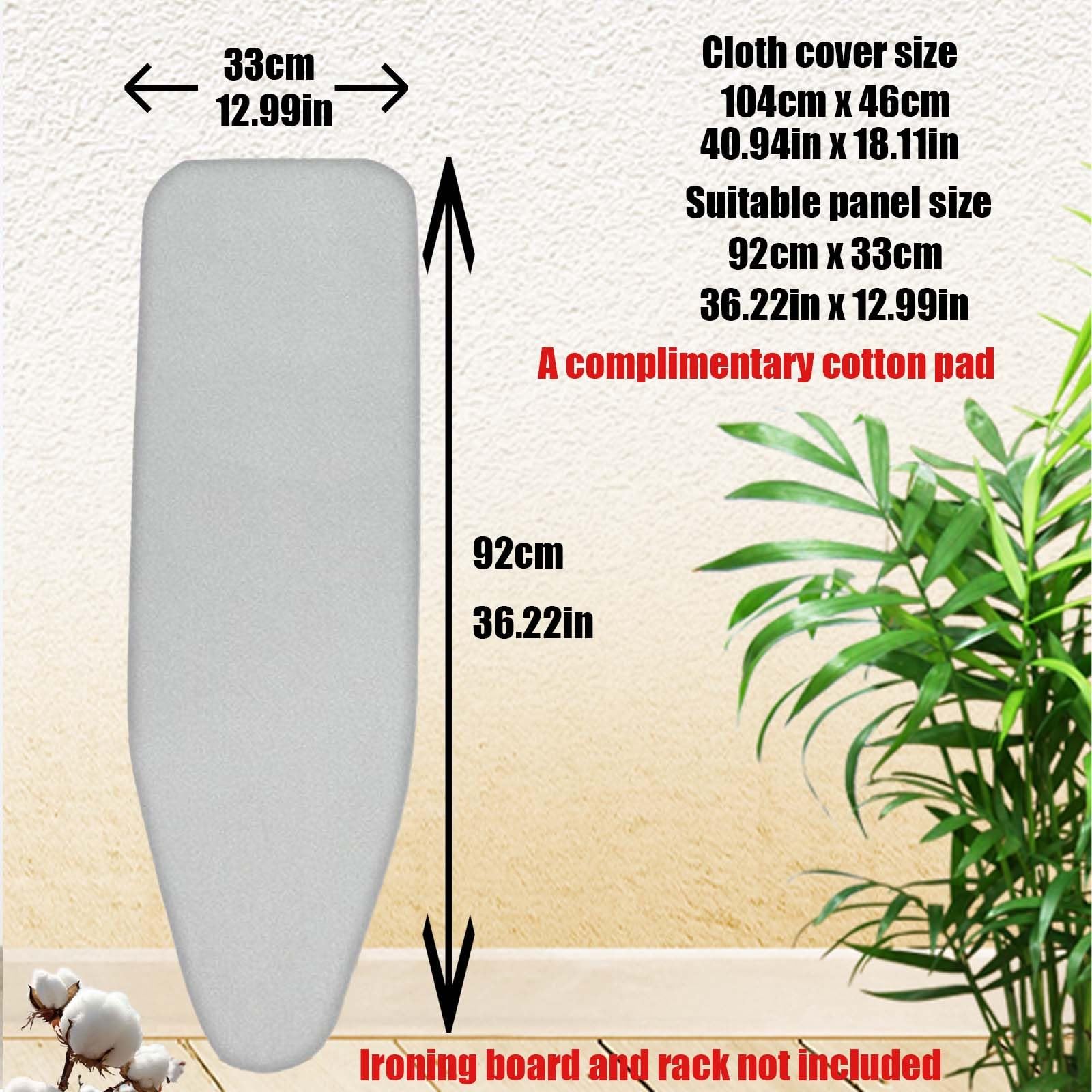Funda para tabla de planchar resistente de 128 x 40 cm, repuesto acolchado con cordón, se adapta a mesas de planchar estándar, tela gris duradera, perfecta para uso doméstico y profesional