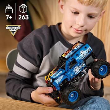 LEGO Technic Monster Jam Grave Digger Ateş ve Buz 42219 – 7 Yaş ve Üzeri Kız ve Erkek Çocuklar için Gerçekçi Detaylar İçeren Çek Bırak Kamyon Oyuncak Yapım Seti, Yaratıcı Hediye Fikri (263 Parça)