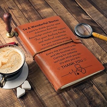 KAAYEE Doctor Gifts, To Doctor Leather Journal -140 Page Keepsake Notebook Gift, Refillable Travel Journal Diary Sketch Book Writing Journals Christmas Birthday Gifts for Doctors