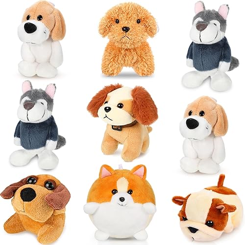 9 piezas de lindos animales de peluche para cachorros de peluche a granel, recuerdos de fiesta de cachorros pequeños, animales de peluche suaves,