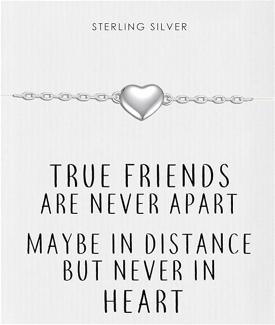 Philip Jones Sterling Silver Friendship Quote Heart Bracelet