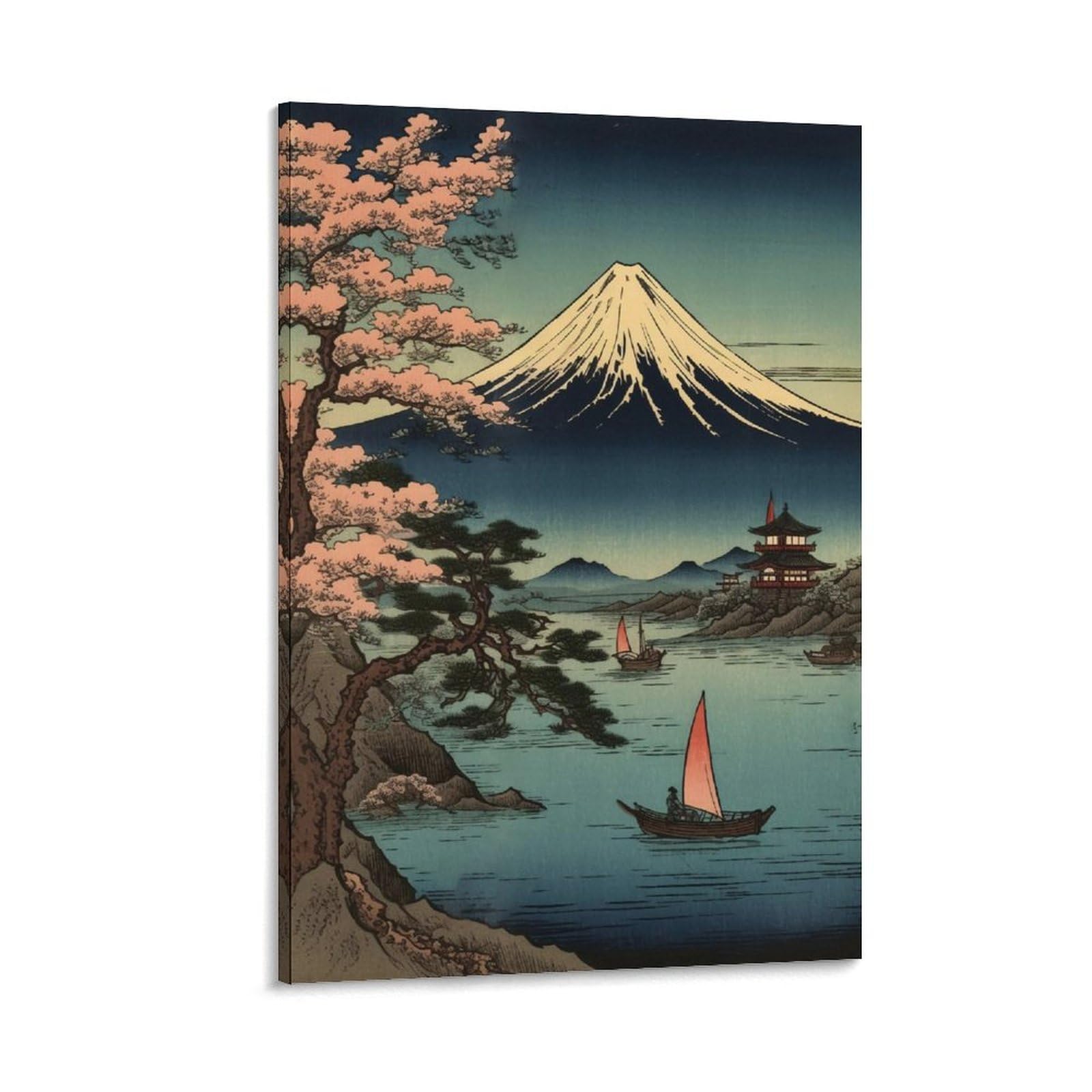 Japanese Ukiyo-e Art Mount Fuji From Lake Poster Hanging Poster Canvas Wall Art Decor Home Frame Hanger Posters Scroll Mural 12x18inch(30x45cm)