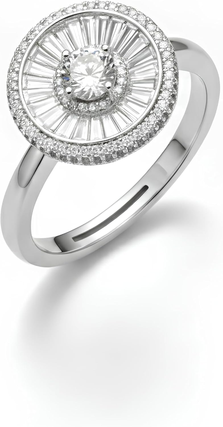 American Diamond Adjustable Ring for Women, Solitaire Style Engagement & Wedding Ring, Premium Finish with Luxury Gift Box