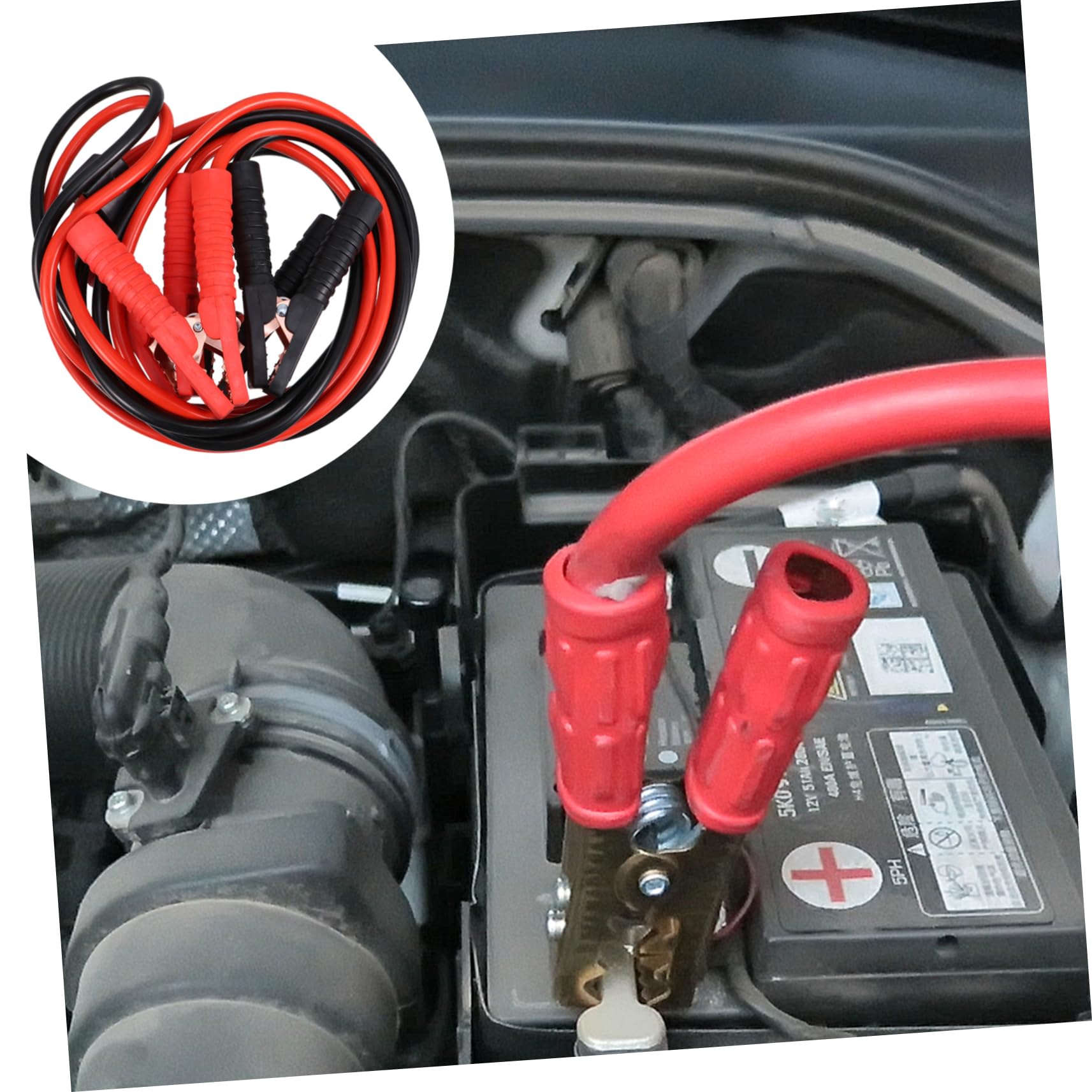 Gatuida Cable de Emergencia para Coche 2000 Pinzas Batería, Cable Arranque Bateria de Cobre-aluminio, Negro, para Camiones y Generadores