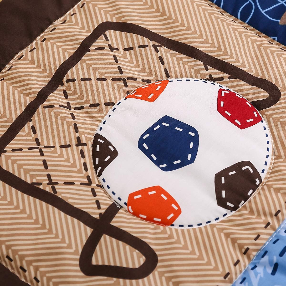 1 PC Nursery Crib Quilted Comforter Baby Girl Baby Boy Crib Bed Quilt/Comforter Baby Gift Idea (Brown Sports)