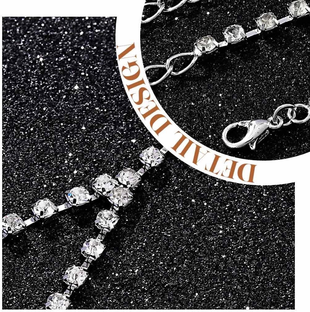 EARENT Rhinestone Hand Chain Bracelet Silver Hand Jewelry Ring Bracelet for Women - Image 5