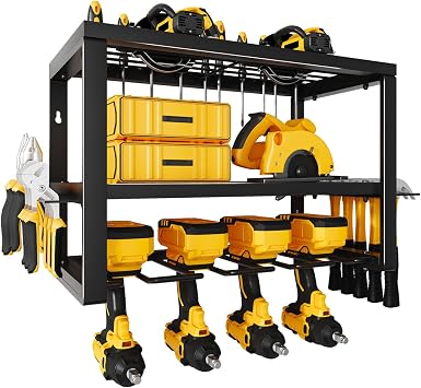 Power Tool Organizers 4 Drill Holder Wall Mount 3 Layers Heavy Duty ...