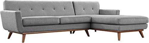 Modway Engage - Sofá seccional en forma de L, tapizado moderno, color gris, Tela