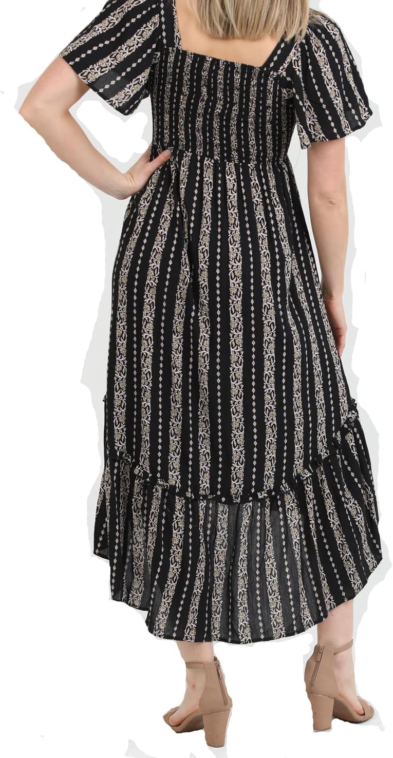 Angie Women's Printed Short Sleeve Twist Front Dress with Slit