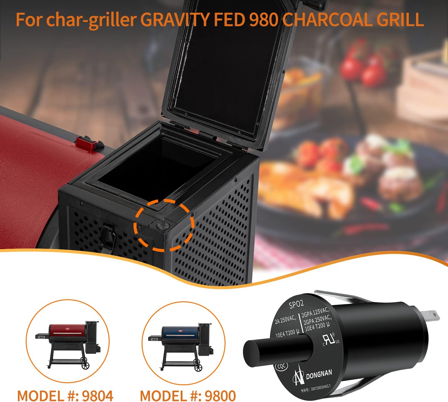 4-Pack Hopper Lid/Door Switch Replacement for Char-Griller Grill Compatible with Char-Griller Gravity Fed 980 Charcoal Grill