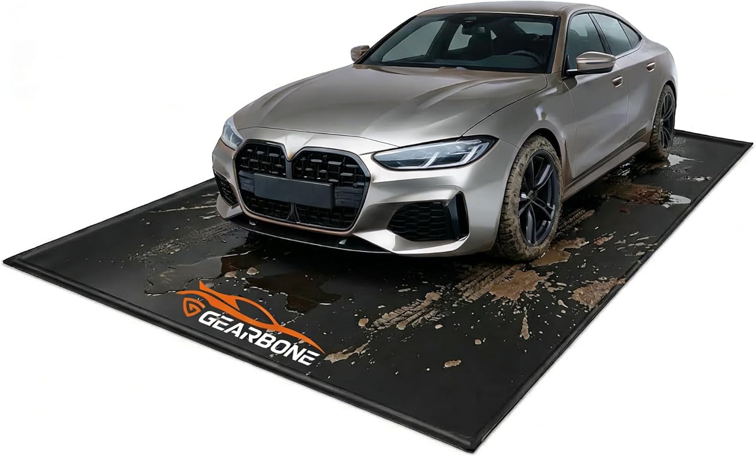 Garage Floor Mat for Under Car, 7’9” x 18’ Heavy-Duty 1000D PVC Containment Mat with Raised Edge, Waterproof Non-Slip Parking Mat for Snow, Rain, Mud, Car Garage Floor Protector for SUVs/Trucks