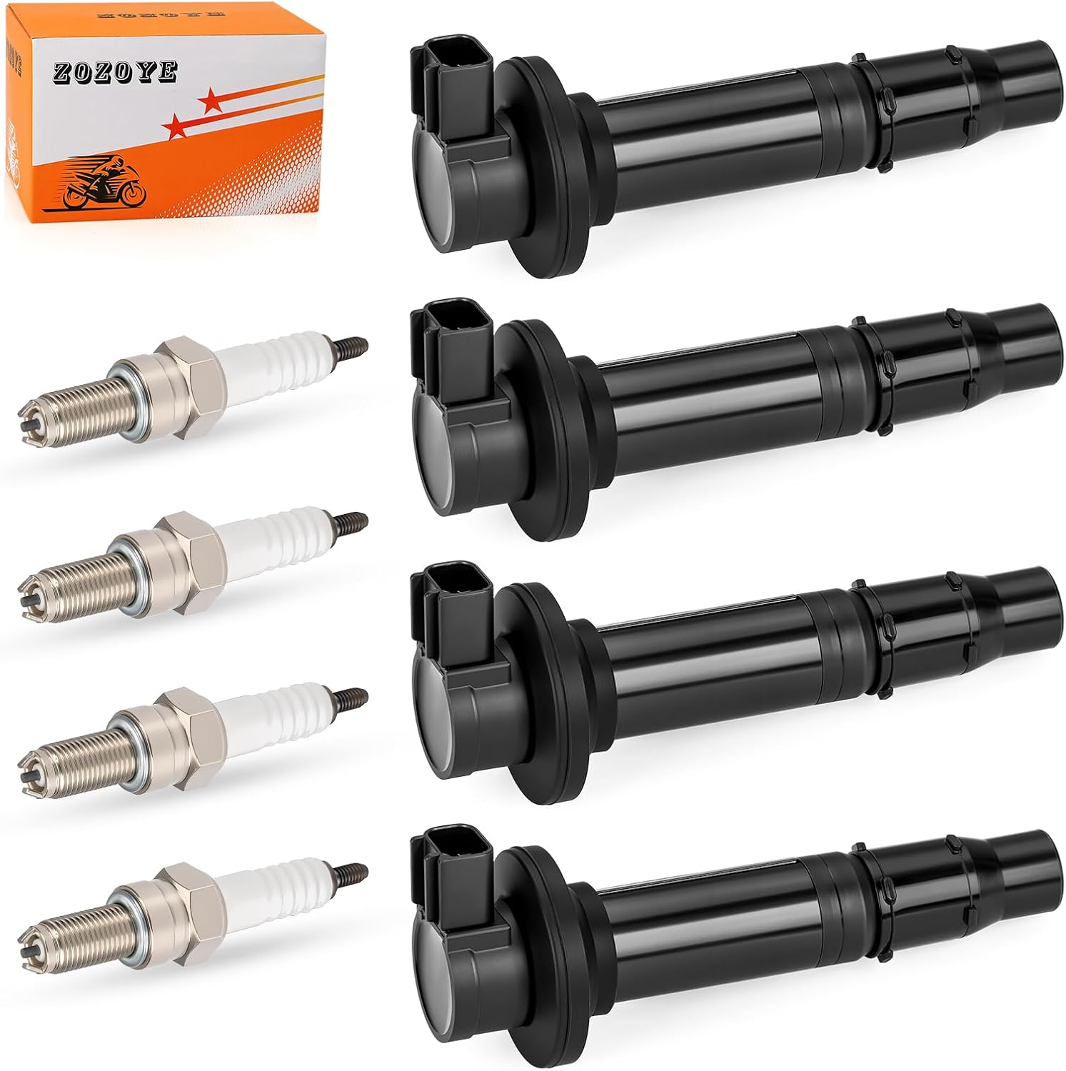 4Pcs Ignition Stick Coils w/Spark Plug For Yamaha YZF-R6 1999-2002 5EB-82310-00-00