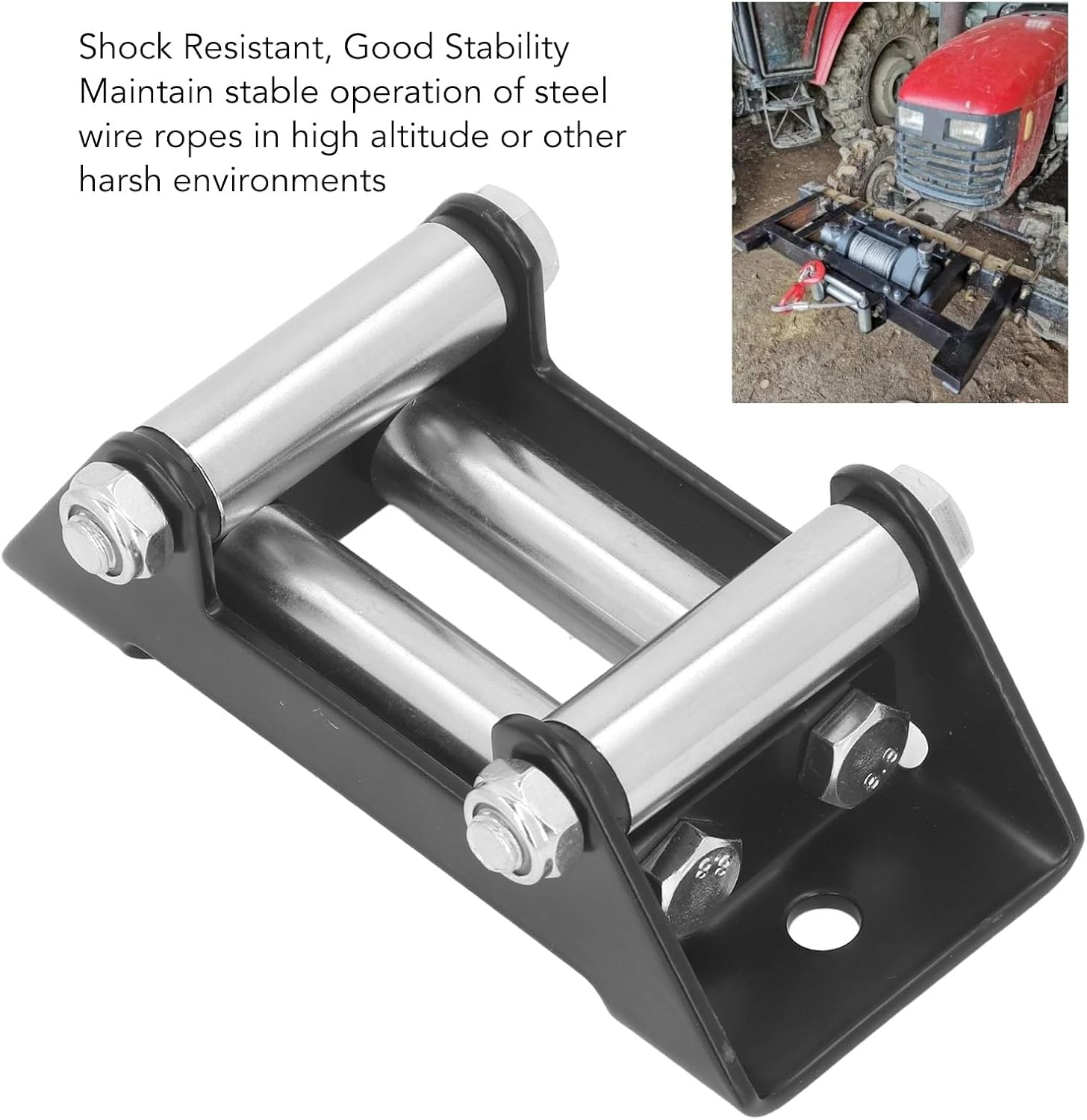 Winch Roller Fairlead, Winch Roller Fairlead Cable Guide, 4 Way High Strength Roller Steel Fairlead for Towing, Recovery