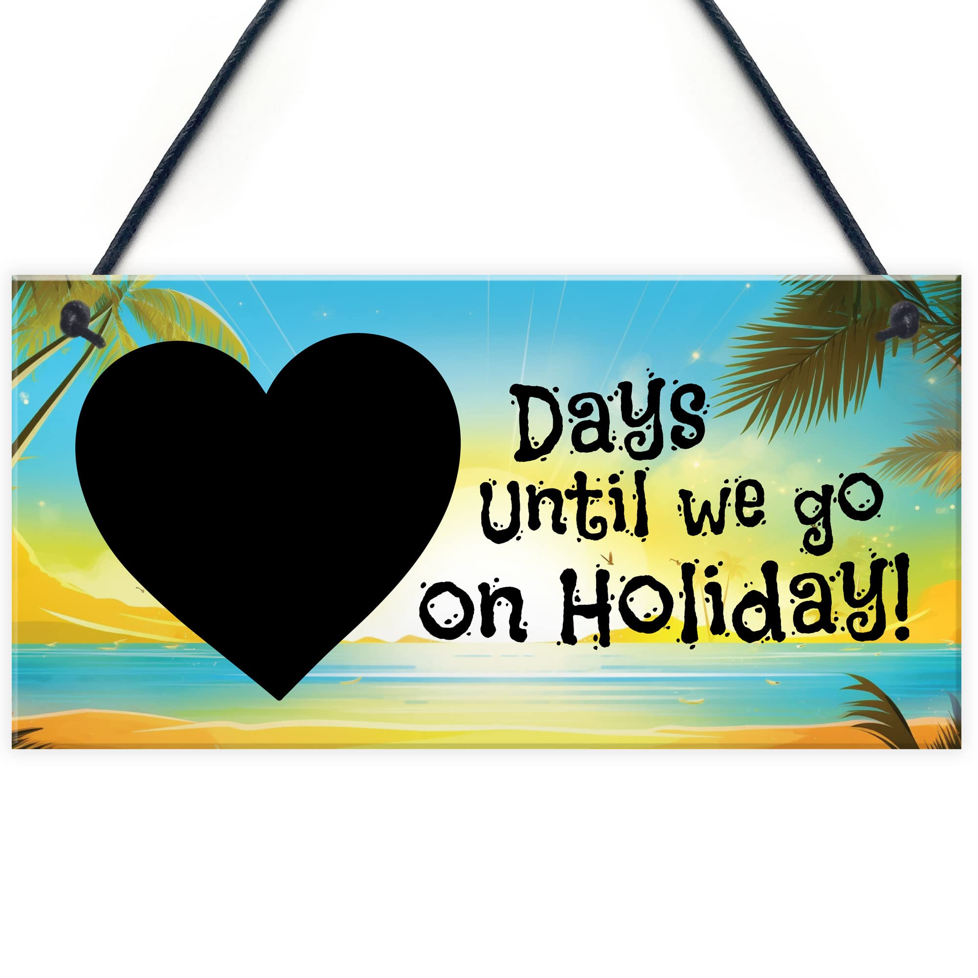 Red Ocean Summer Holiday Countdown Plaque - Count Down The Days Until Vacation Signs - Travel Gifts - Essentials for Men Women - Family Getaway Gifts