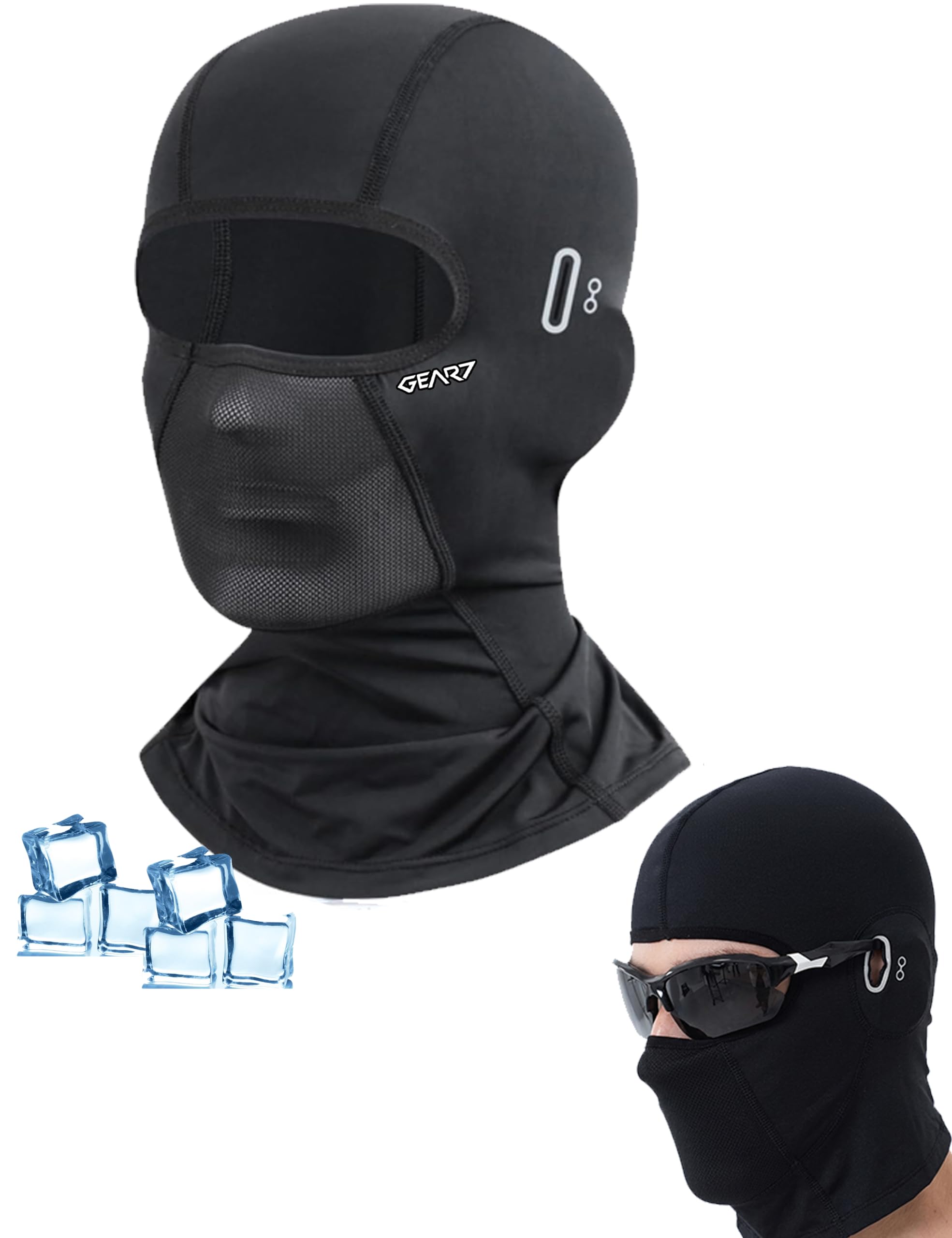 Nylon Balaclava Face Mask Cool Silk, Goggles Easy wear Eyeglasses Friendly Design, UV Protection, Breathable, Unisex Quick Dry for Riding Black,-picture-54