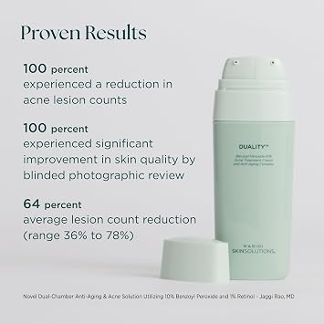 Marini SkinSolutions Duality - Benzoyl Peroxide 10% Acne Treatment Cream & Anti-Aging Retinol - Reduce the Appearance of Acne, Blemishes, Fine Lines, Wrinkles - Cruelty Free - Made in the USA - 1 oz