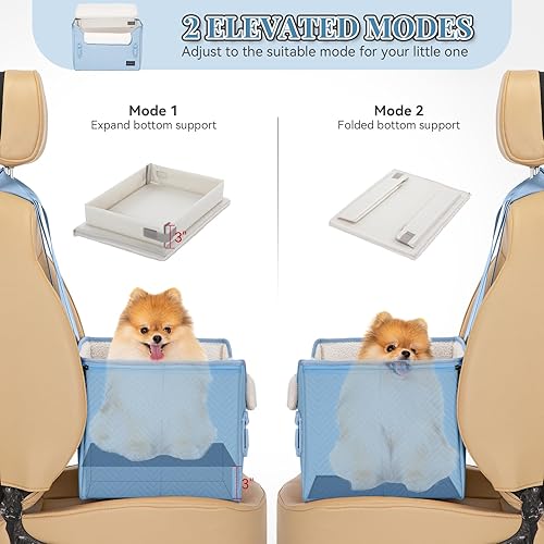 Vista 22 de PETSFIT - Asiento de automóvil para perros pequeños, portátil, con hebillas seguras patentadas, correa de clip, adecuado para mascotas pequeñas
