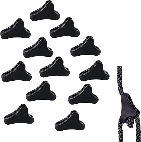 Guy Rope Tensioners 12pcs, Adjustable Guyline Tensioner and Plastic Rope Tensioner with Guyline Cord Adjuster for Camping Hiking Outdoor Shelters, Quick and Easy Setup Tent Accessories