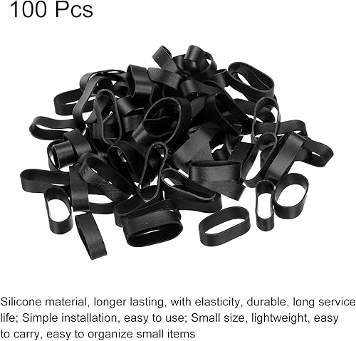 Vista 34 de PATIKIL Bandas de goma de silicona, 100 unidades, antideslizantes, 5/8 pulgadas, color negro plano, para envolver cables, envolturas de bolsas, arte