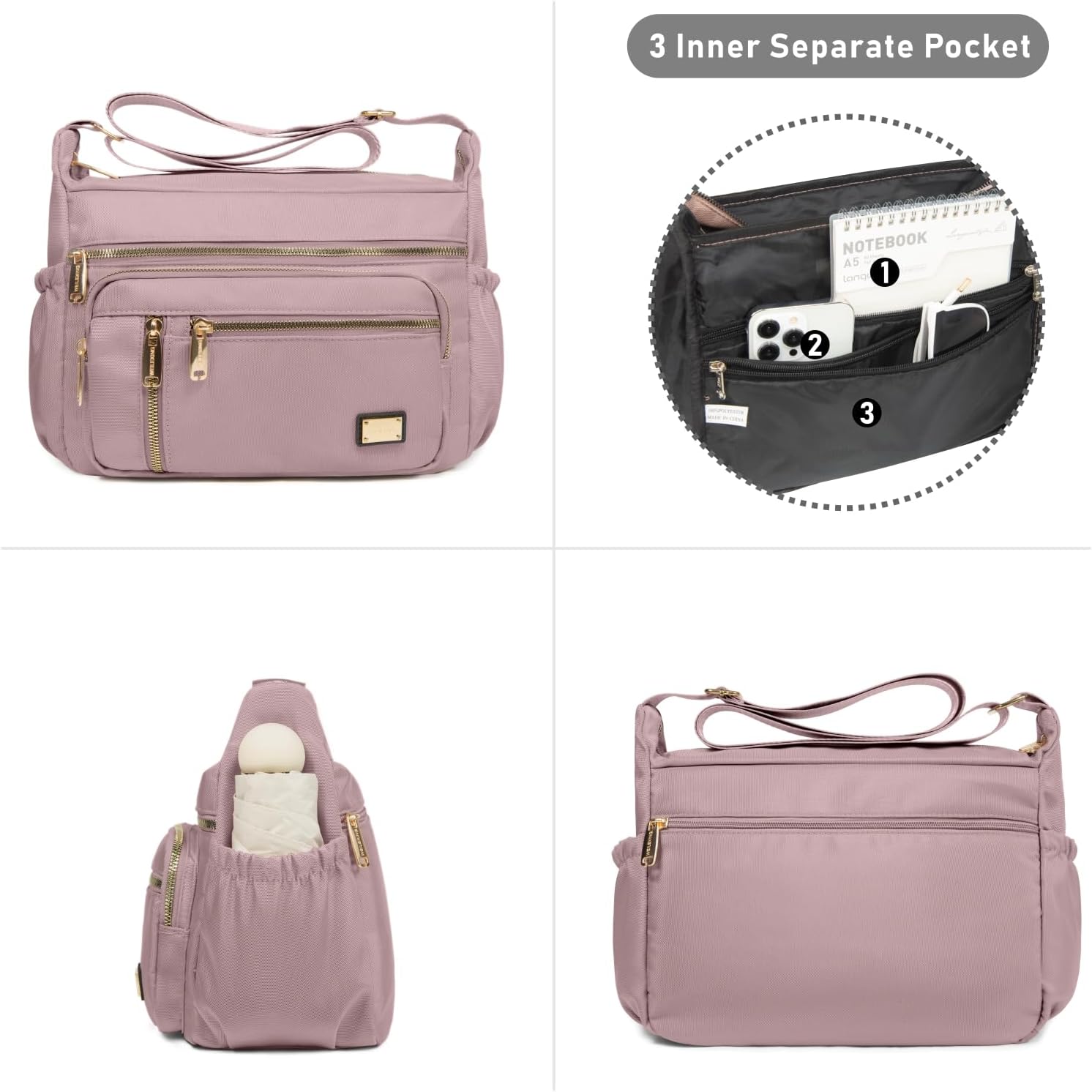 NPBAG Crossbody Bag for Women, Shoulder Purse Handbag Messenger Bag, Trendy Pocketbooks, Waterproof and Multi-Pockets - Image 3