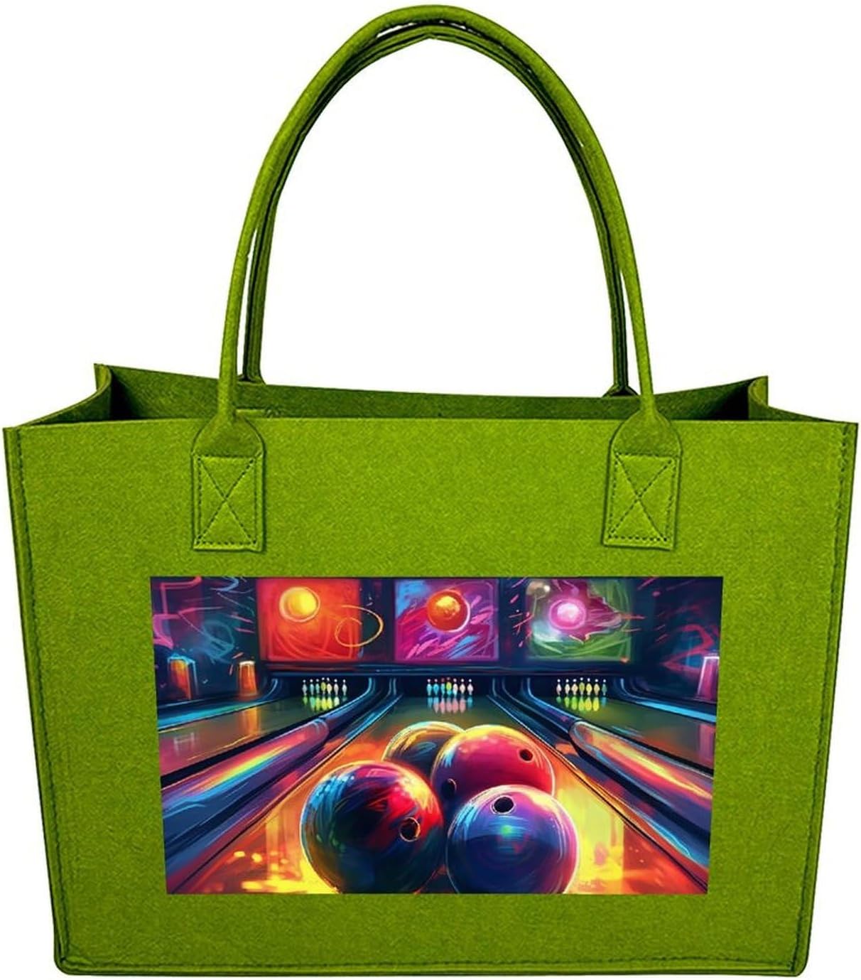Bowling Balls Tote Bag for Unisex, Large Felt Shopping Bag with Handles, Handbag, Reusable Gift Bag