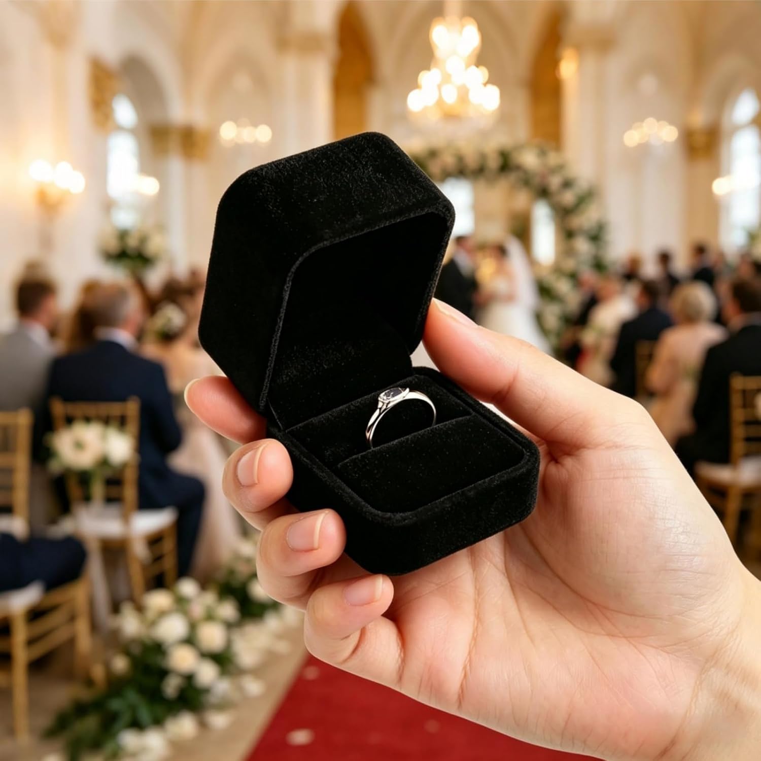 ZAVOOS 20 Pieces Velvet Ring Box, Earring Jewelry Gift Display Case, Black Square Ring Pendant Storage Holder for Proposal Engagement, Wedding, Anniversary