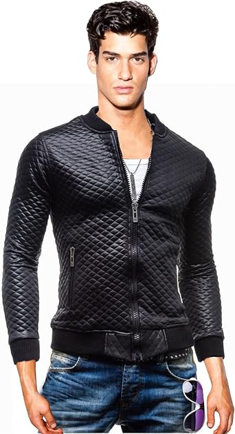 Gaorui Mens PU Leather Jacket Slim Fit 