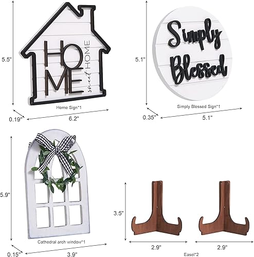 Miniatura 3 de Set of 8 Farmhouse Tiered Tray Decor with 1 Artificial Succulent Plant & 1 Artificial Plant for Rustic Home Sweet Home Kitchen Decor Tier Tray Decor