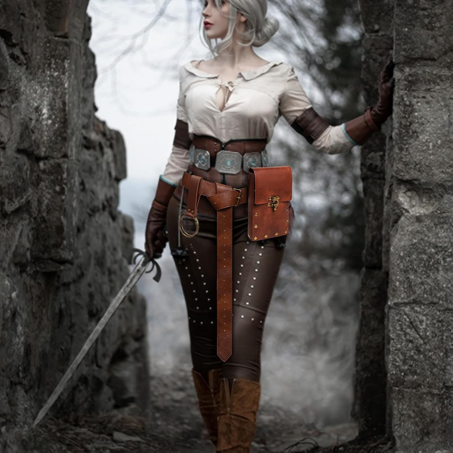 Renaissance Belt Pouch Phone Purse Festival Medieval Renaissance Costume Retro Cosplay Accessory Fanny Packs for Men Waist Bag