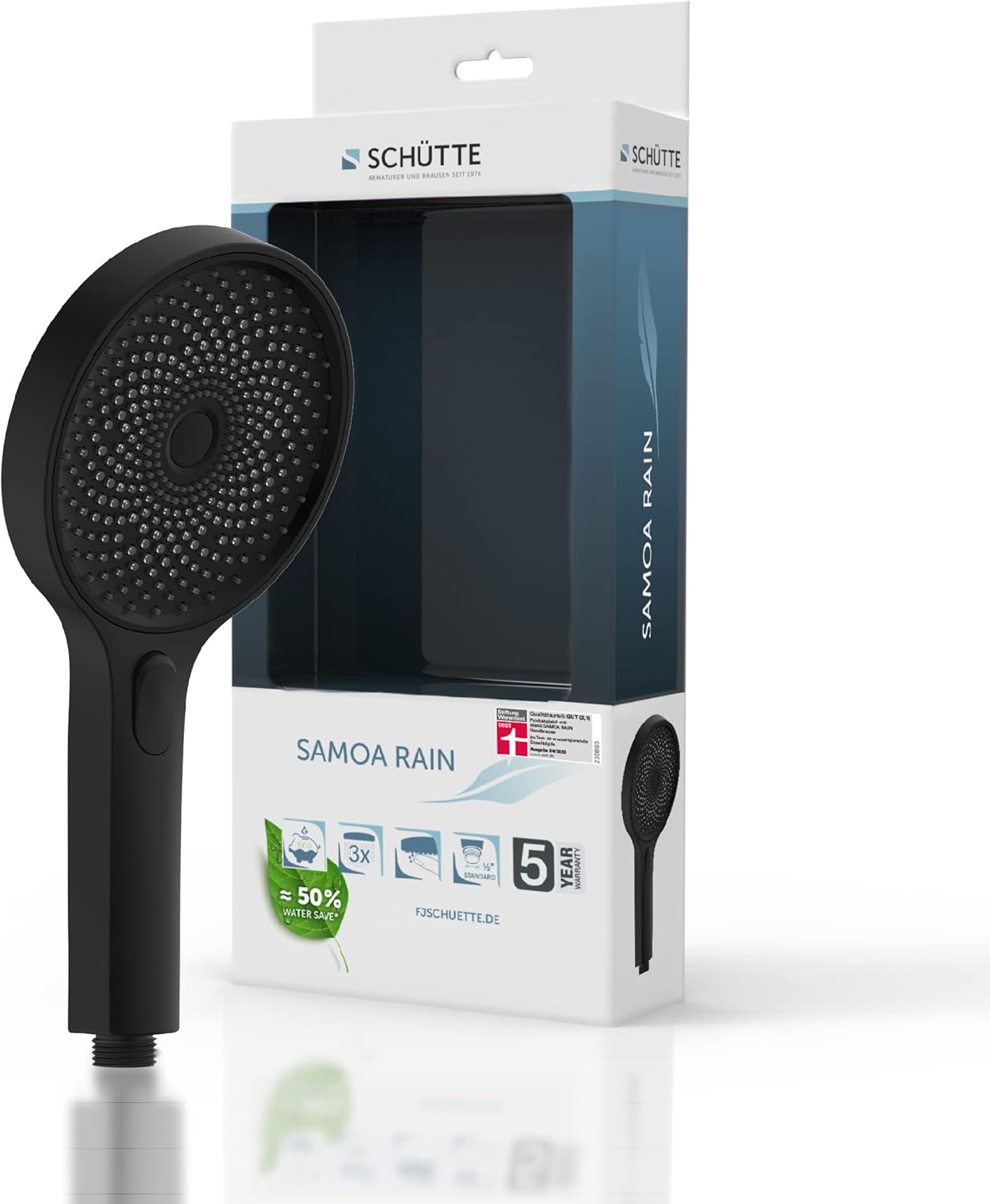 SCHÜTTE SAMOA RAIN Hand Shower Velvet Jet Technology Shower Head with Over 300 Nozzles 3