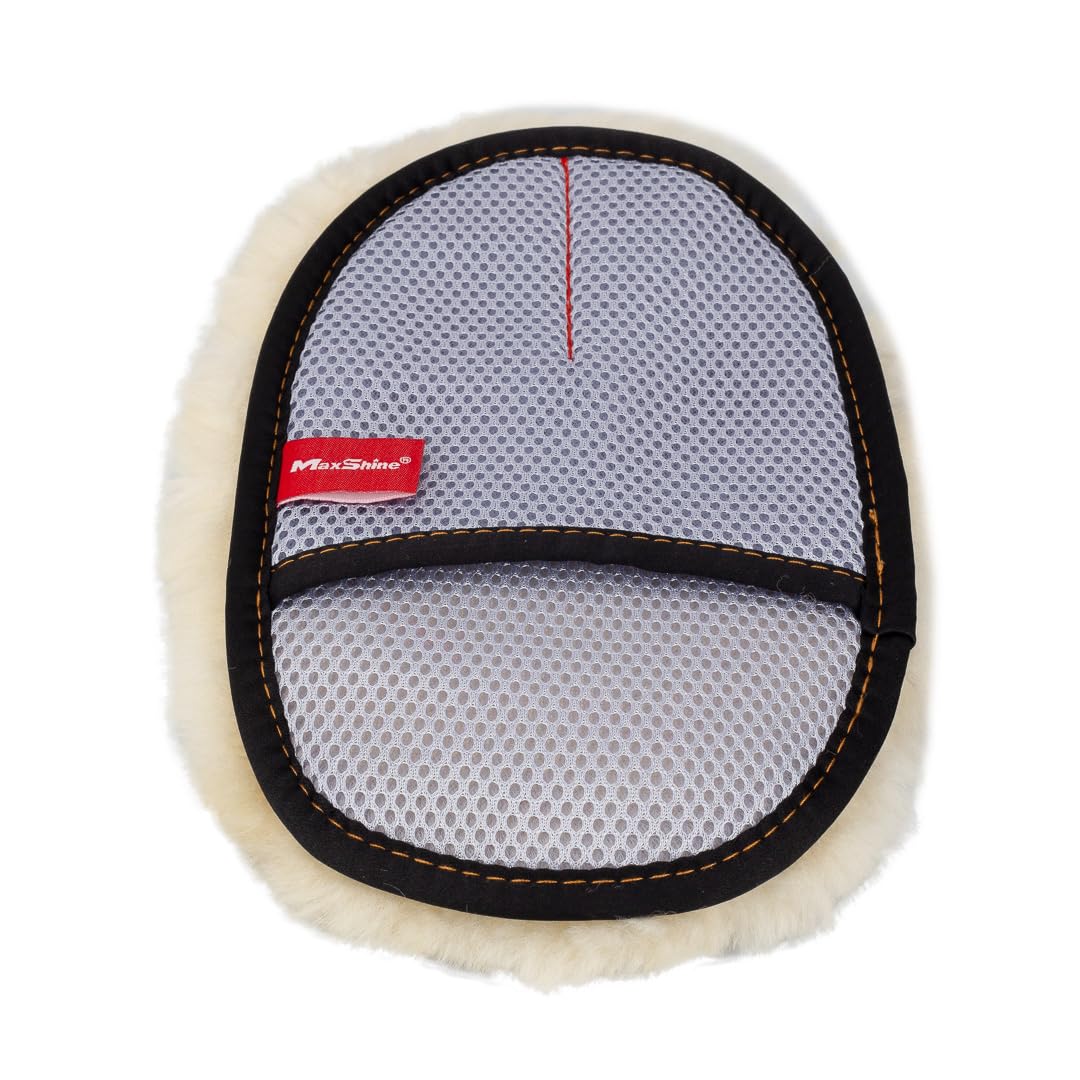 Maxshine Guante de lana de piel de oveja premium, guantes de lana de corderos reales para lavado de coche, almohadilla de lavado de piel de cordero ultra suave