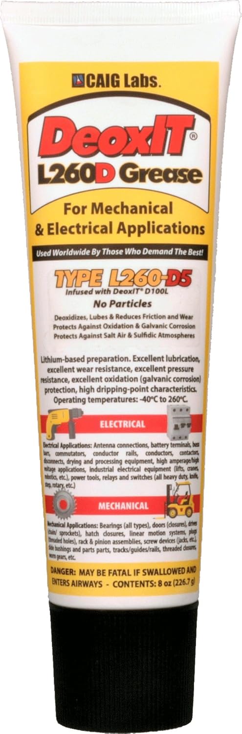 CAIG Labs, DeoxIT L260-D5 Lithium Grease, 226g Squeeze Tube, Pack of 1