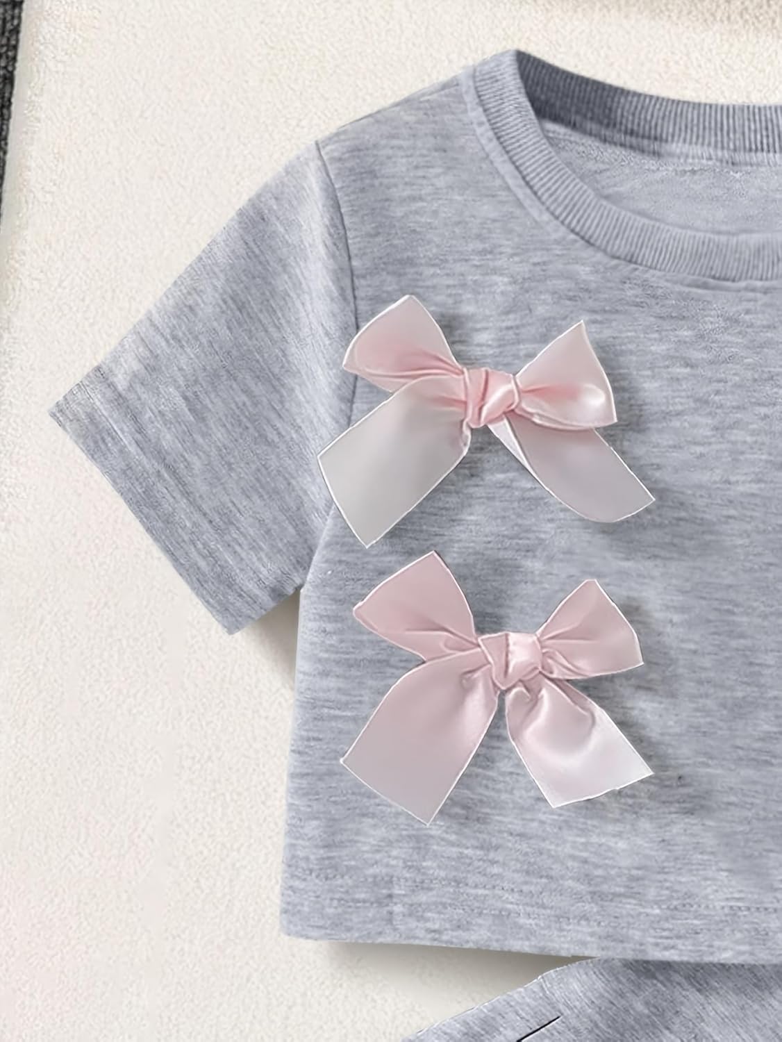 Girl's 2 Piece Outfits Short Sleeve 3D Bowknot Shirts Pleated Skirt Set Summer Clothing Sets for 8-12Y - Image 4