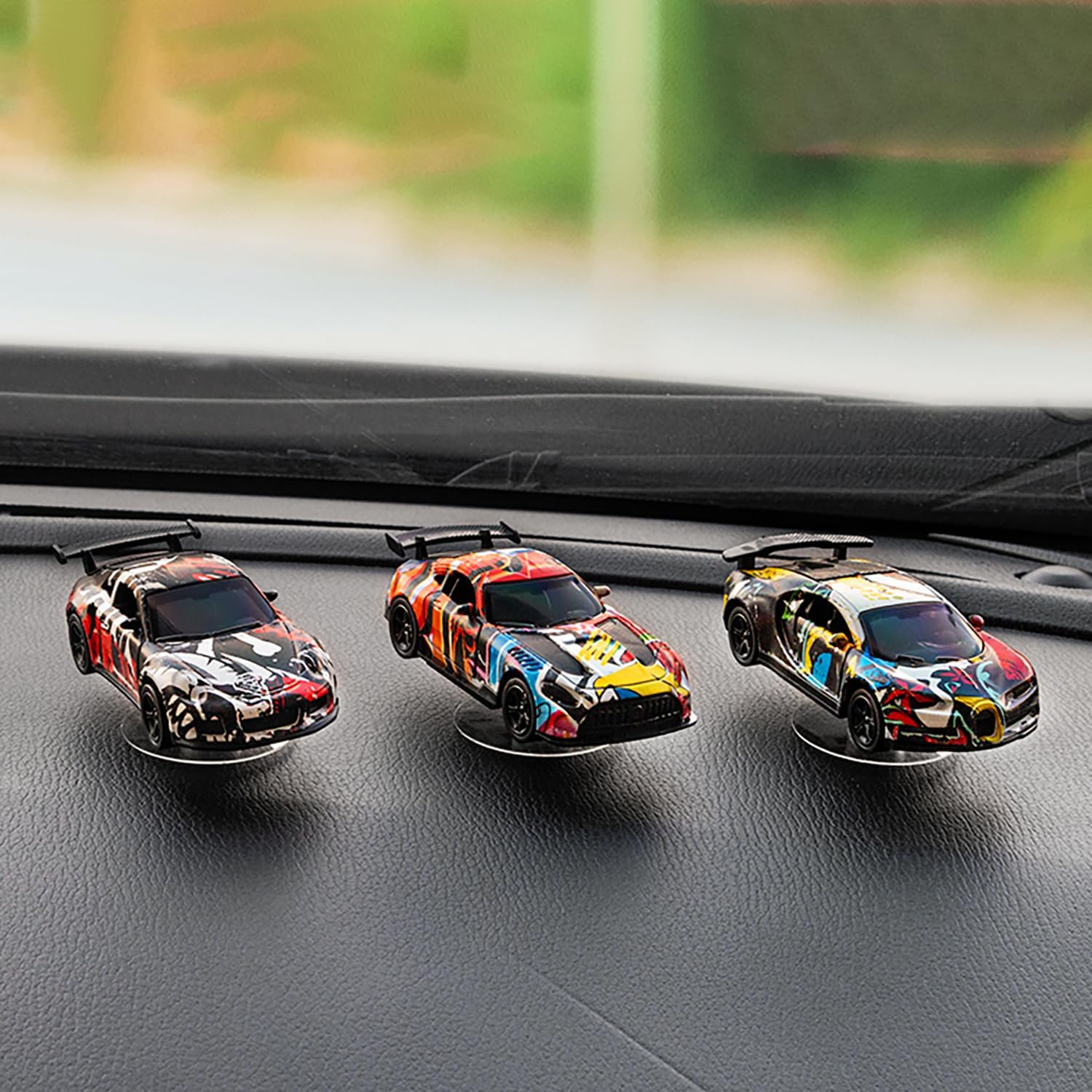 Metal Graffiti Car Model Dashboard Decoration,Alloy Model Drifting Spin,Dynamic Interactive Ornament，Collectibles for Car Lovers (E)