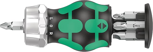 Wera 05008885001 Kraftform Kompakt Stubby Magazine RA 3, Stubby Ratchet Screwdriver with Bit Magazine, 6 Pieces
