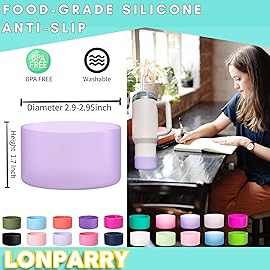 LONPARRY 2-Pack Silicone Boot for Stanley 40 30 oz Quencher Adventure Tumbler, Stanley IceFlow 30/20 oz, Stanley Cup Protector Accessories Anti-Slip Sleeve | Amthyest-Clear Purple