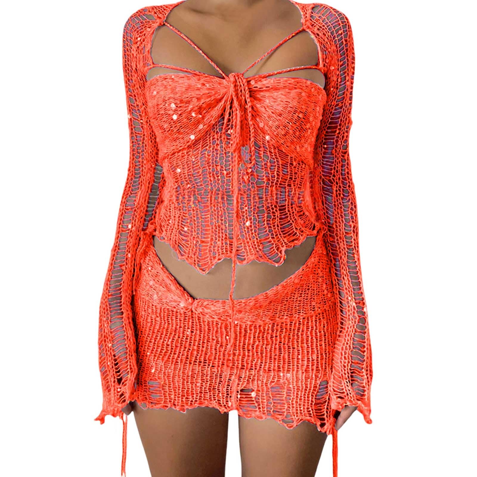 Generisch Set di vestiti sexy da donna, con paillettes, con fascia a tubo, un vestito e diversi abiti