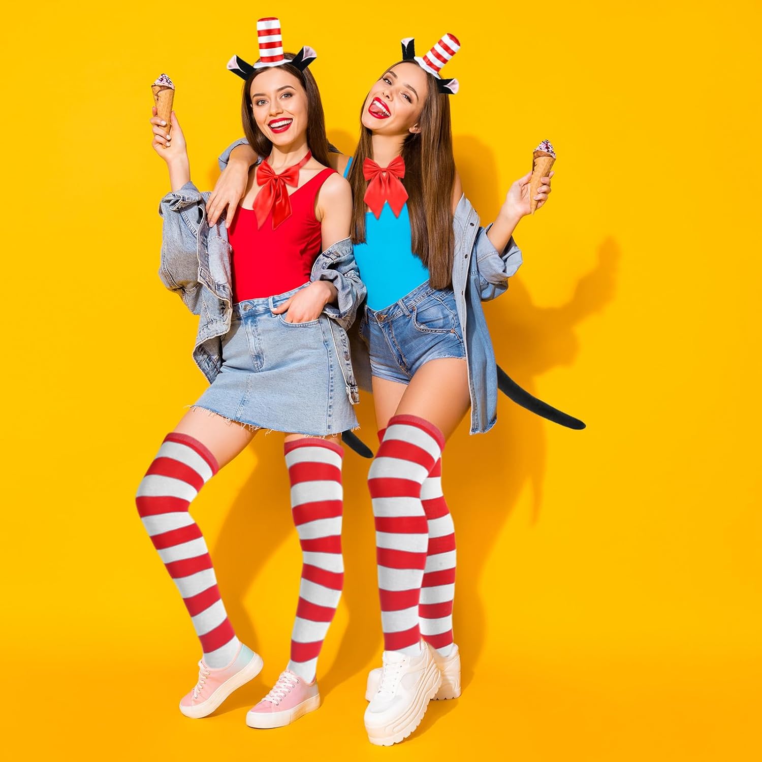 6 Pcs Cat Costume Include Headband Tail Tutu Skirt Bow Tail Gloves Socks for Women Girls Halloween Dress Up - Image 9