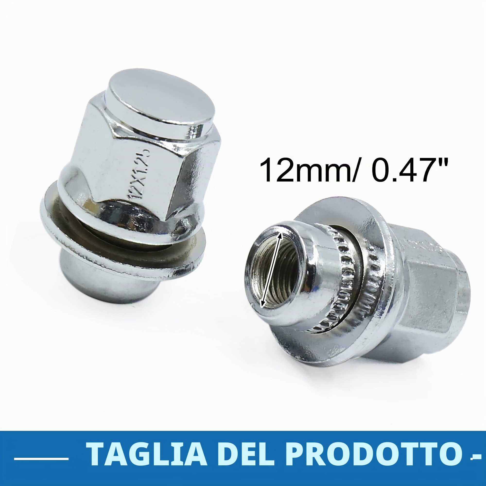A ABSOPRO Auto Corsa Ruota Aletta Dadi M12 X 1.25 Pneumatico Cerchio Vite (Set di 20)