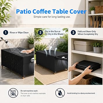 Patio Coffee Table Cover,Heavy Duty 600D Waterproof,50L x 30W x 18H